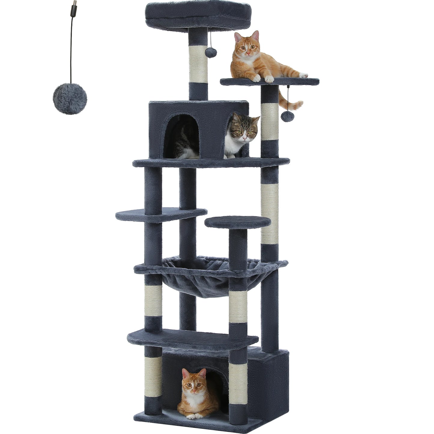 Large Spacious Indoor Cat Tree With Covered Scratching Post