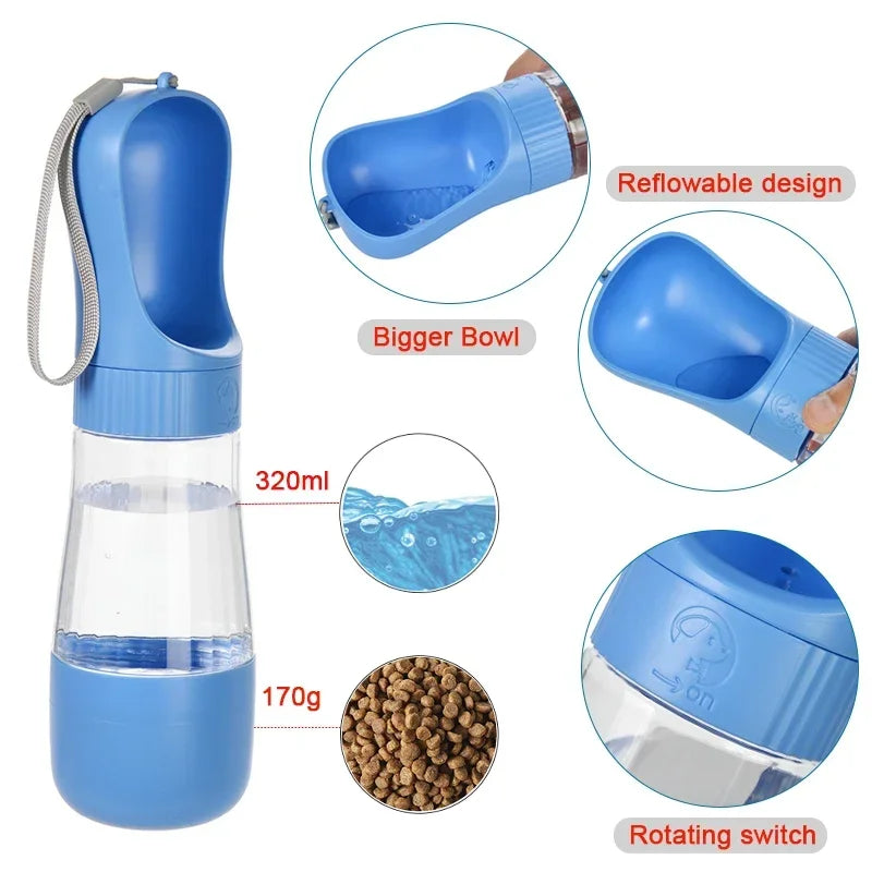 2 in 1 Portable Dog Water Bottle With Food Container