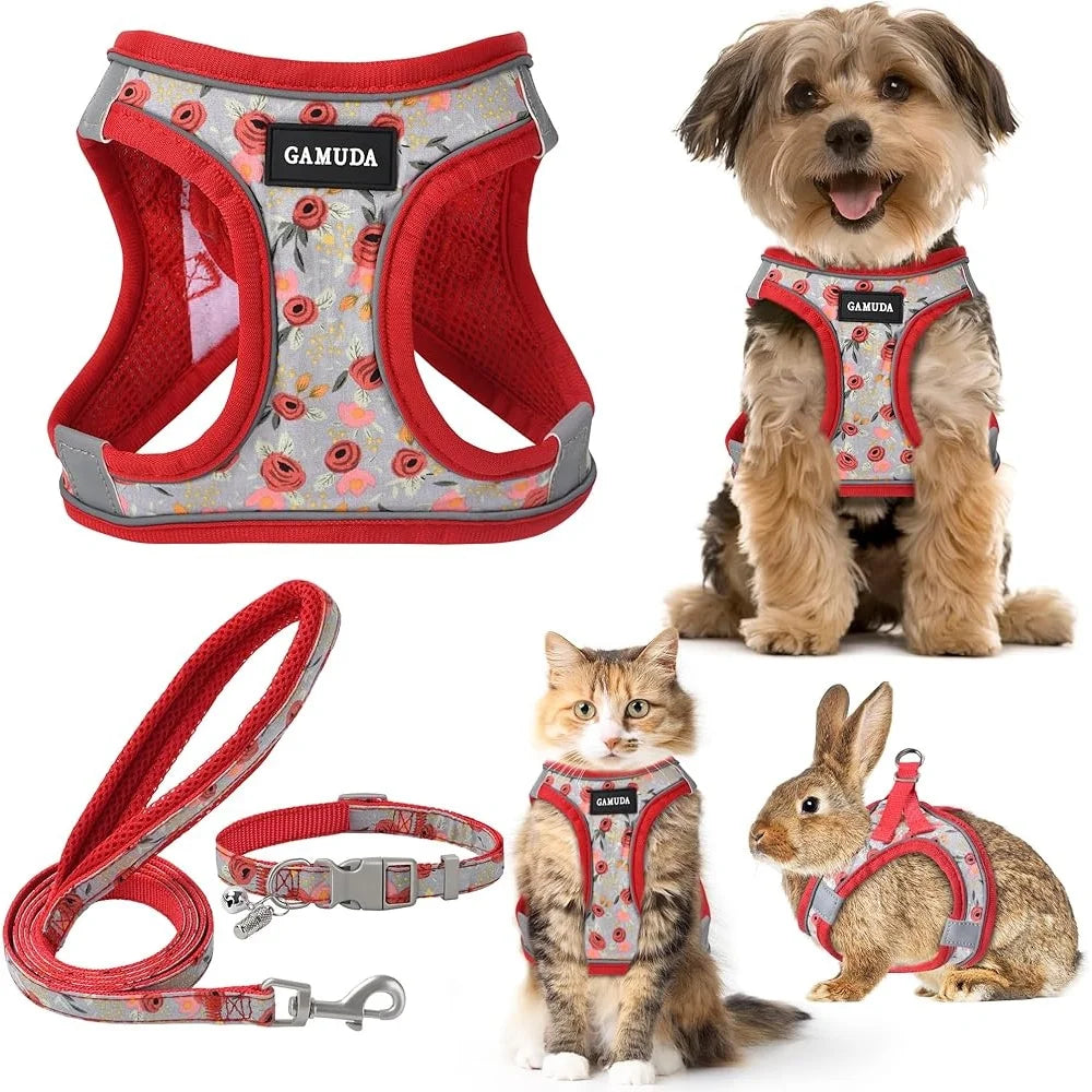 Adjustable No Pull Small Dog Harness / Leash Set with Reflective