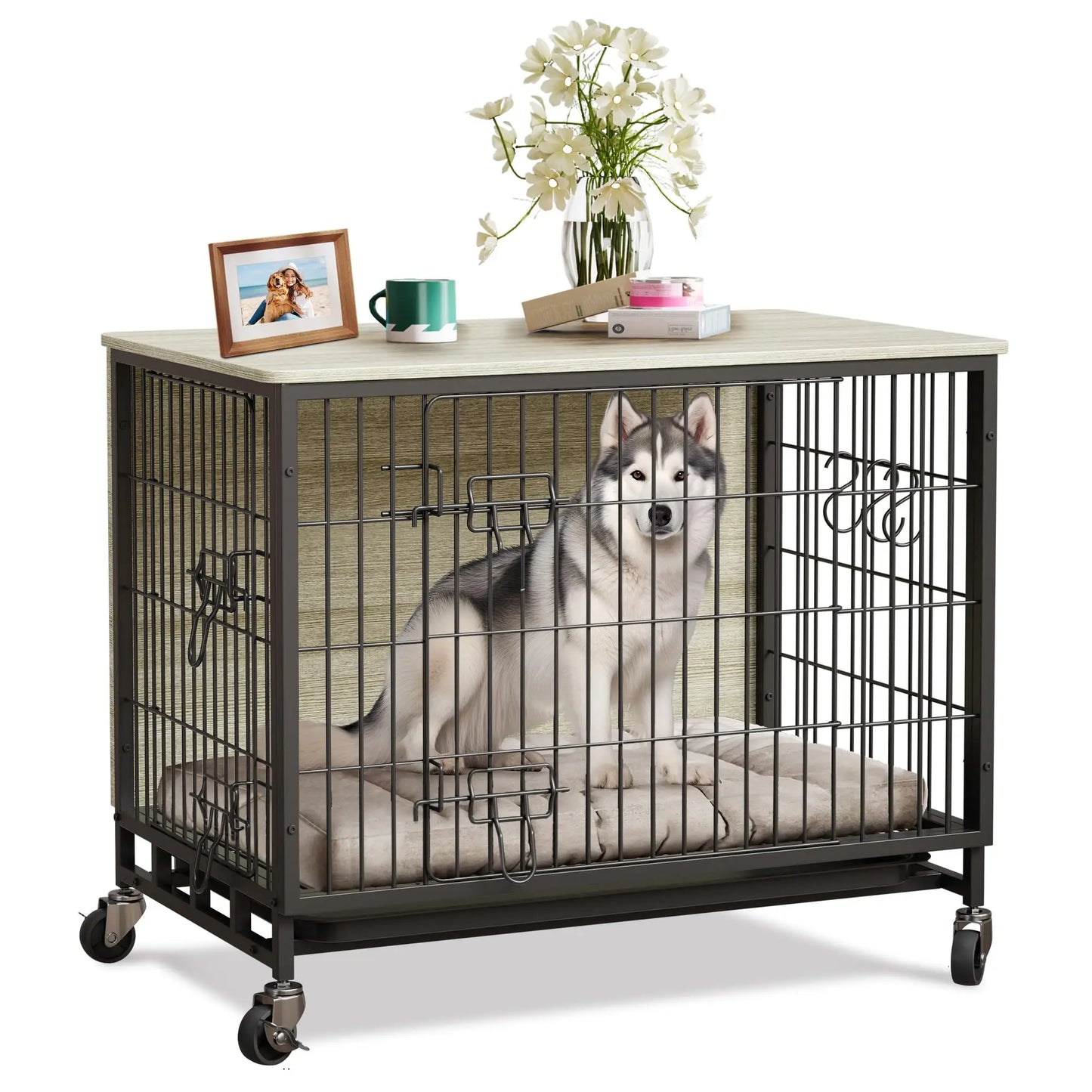 Heavy Duty Indoor/ Outdoor Pet Kennel with Shelves Storage Cabine