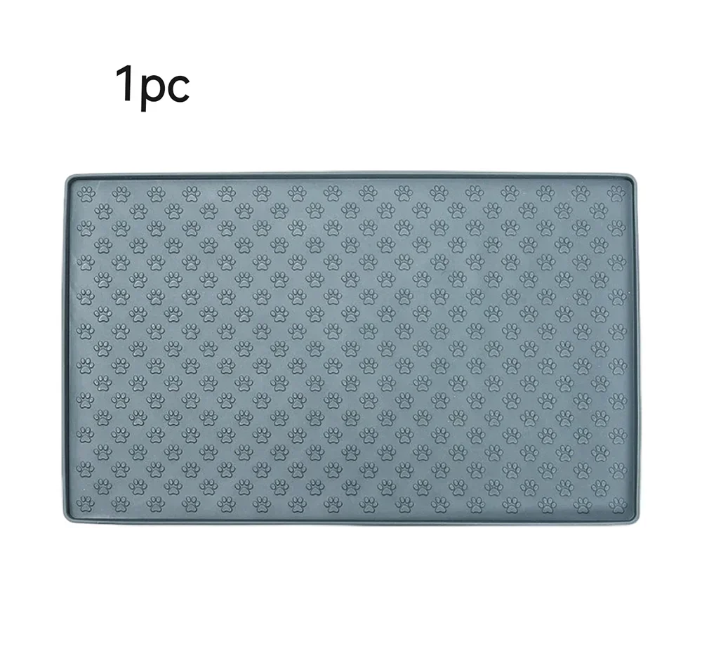 Silicone pet feeding mat with overflow protection
