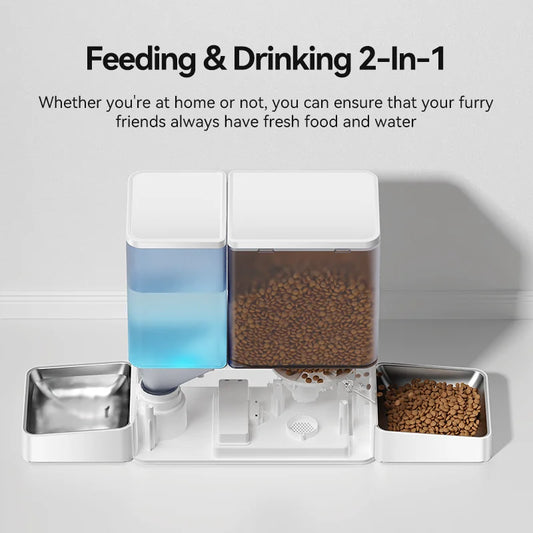 2 In 1 Automatic Pet Feeder with Water Refill Drinker