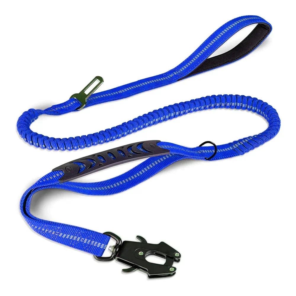 Heavy Duty No Pull Reflective Bungee Dog Leash with Car Seatbelt for Large Dogs