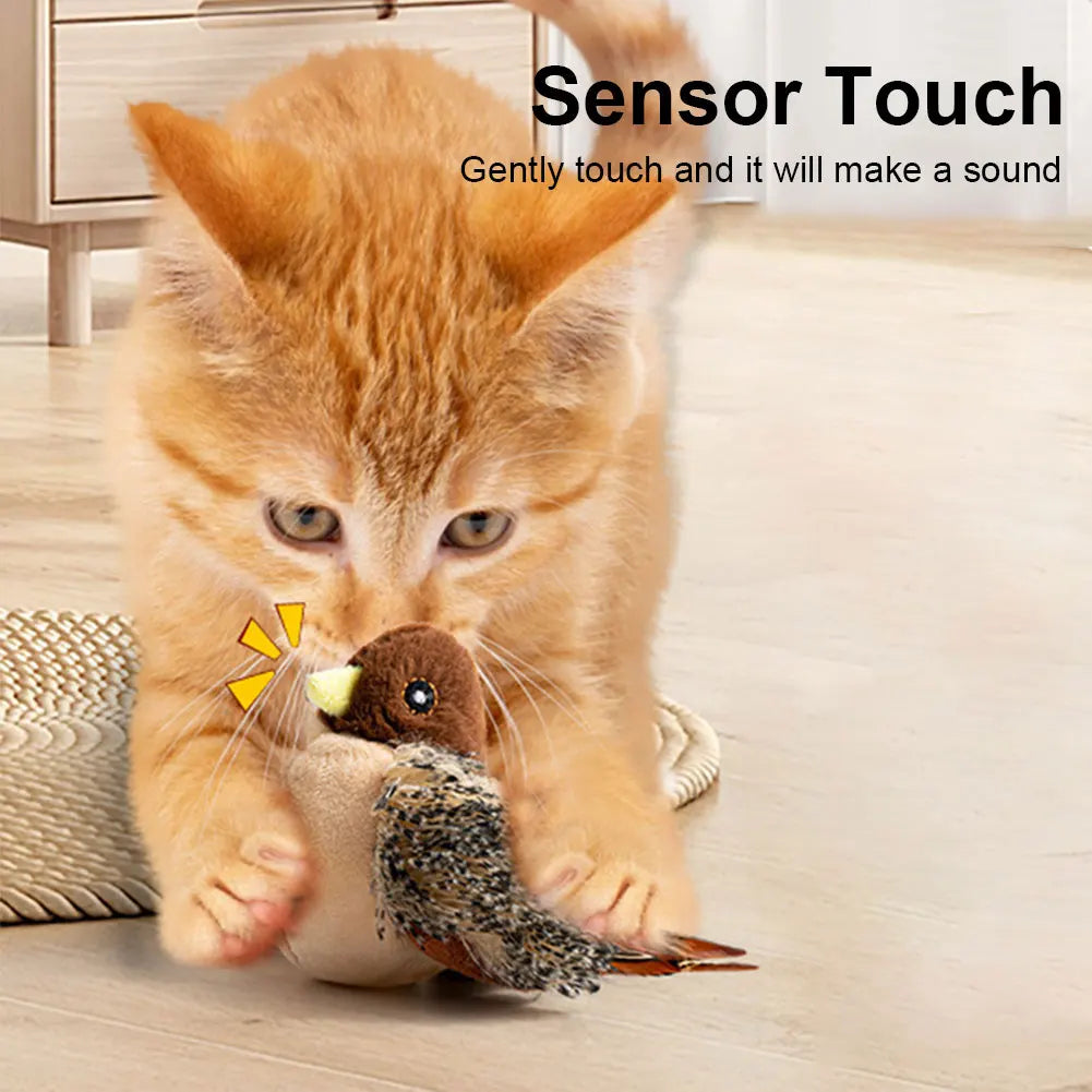 Interactive Plush Chirping Bird Toy