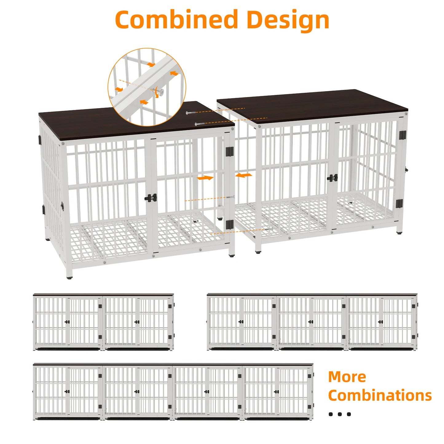Metal Dog Kennel with Three Doors with Locks and Removable Tray