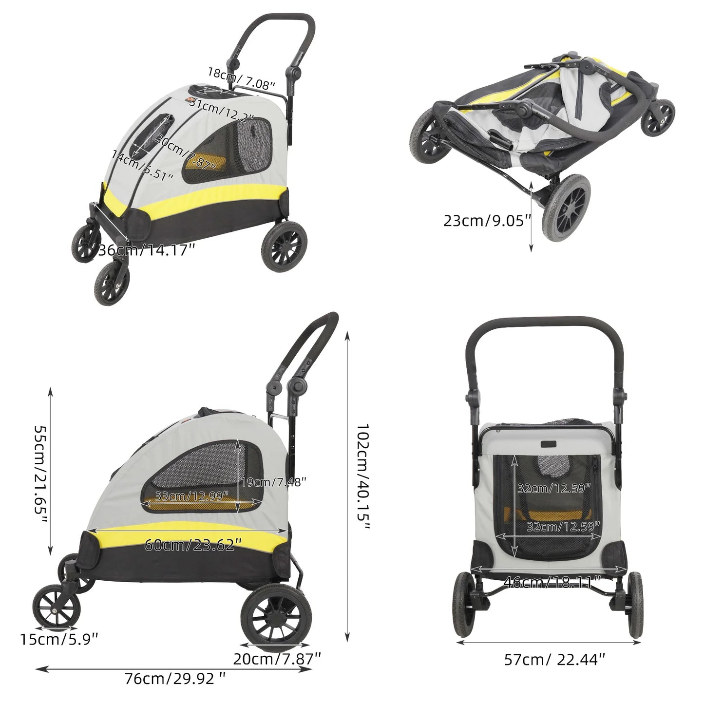 Foldable Dog Stroller for Small Medium Large Dogs