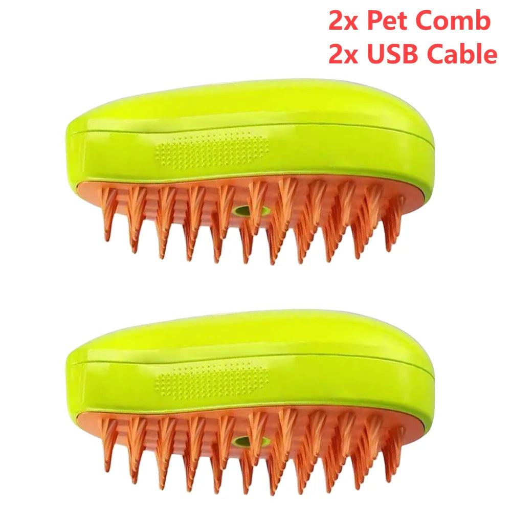3 In1 Steamy Grooming Dog Brush Self Cleaning