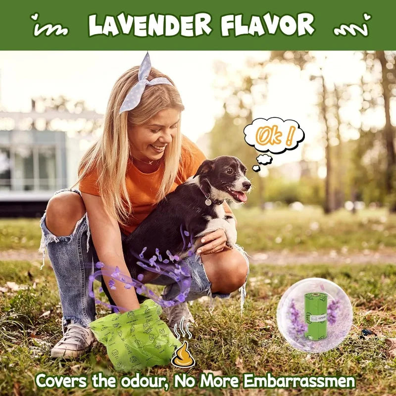 Dog Poop Bag Set with Dispenser & Leash Clip for Small/Medium/Large