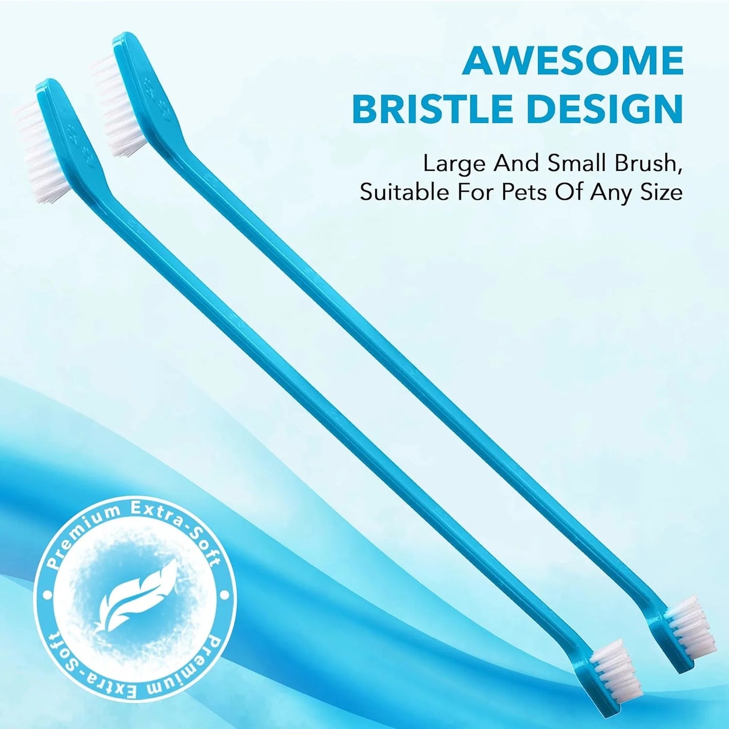 3-Piece Dog Toothbrush Set - 2 Dog Toothbrushes + Small Dog Finger Toothbrush