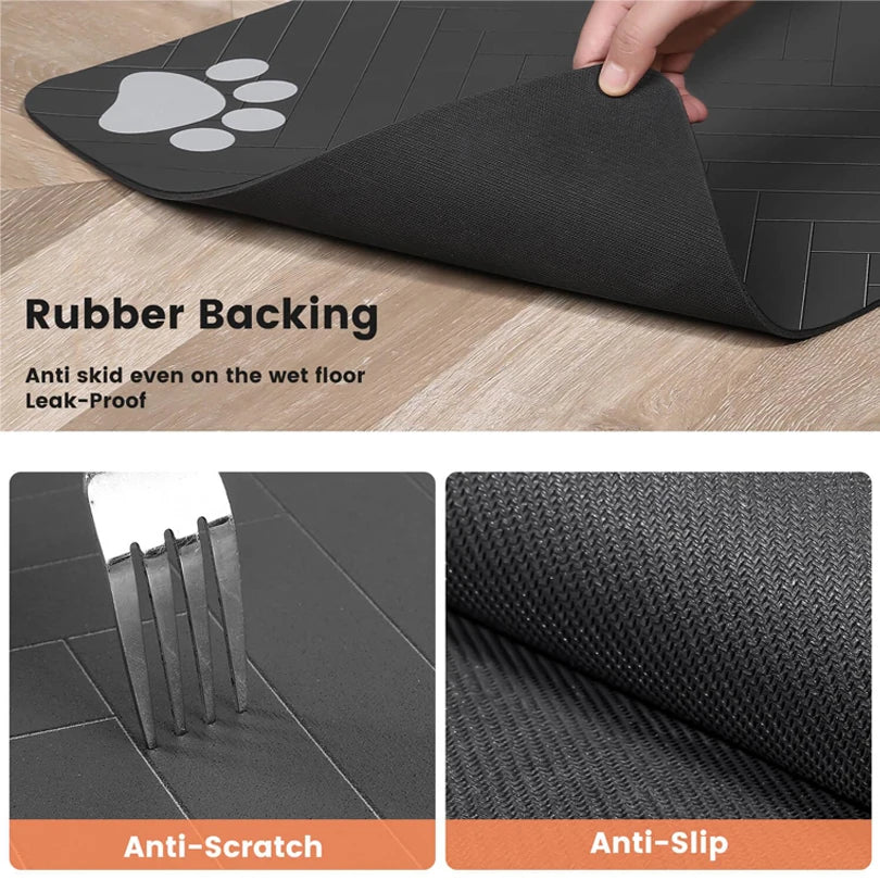 Waterproof Placemat for Food and Water Bowl, with Waterproof Rubber Backing and Quick Dry