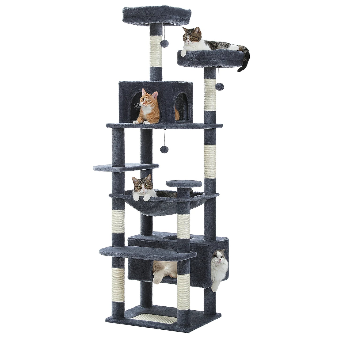 Large Spacious Indoor Cat Tree With Covered Scratching Post
