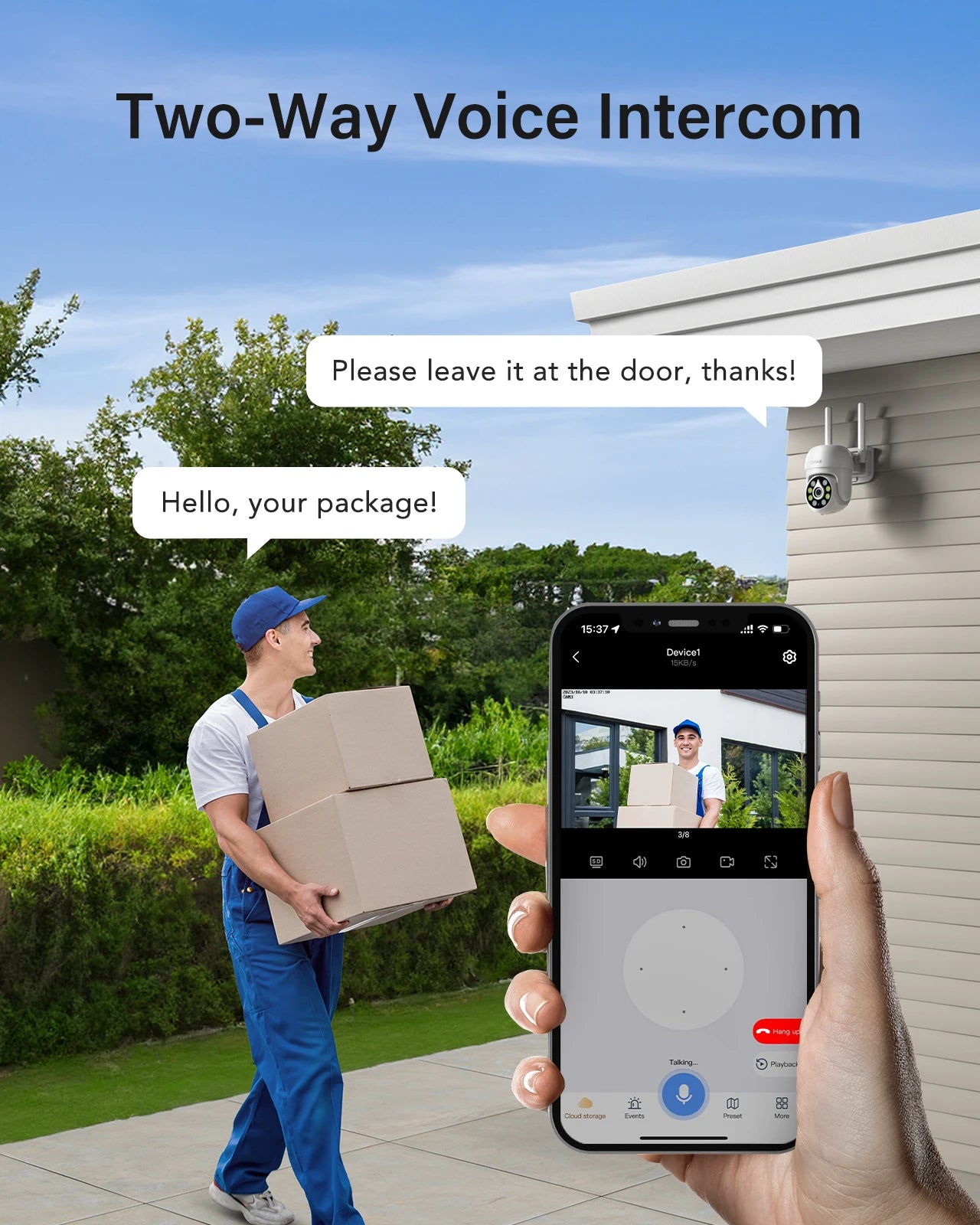 Motion Detection Color Night Vision Two-Way Audio Works With Alexa Wireless Security Camera