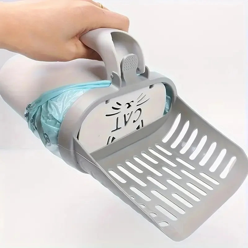 Durable Easy Use Cat Litter Scoop with Waste Bag Holder