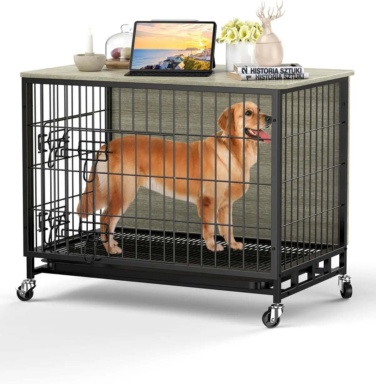 Heavy Duty Indoor/ Outdoor Pet Kennel with Shelves Storage Cabine
