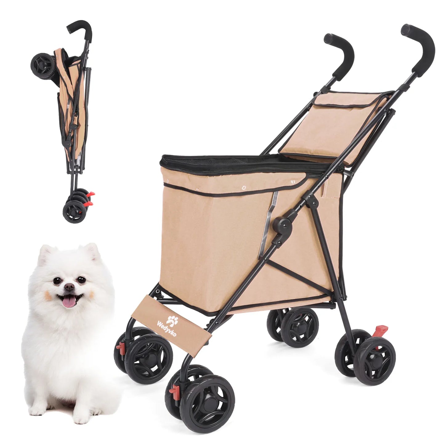 Waterproof Folding Pet Stroller with 4 Wheels
