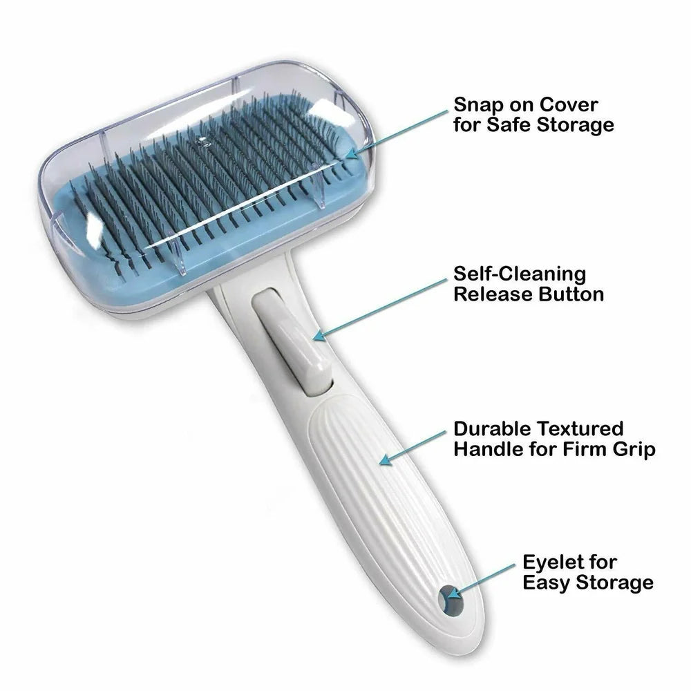 Self Cleaning Non-Slip Brush Easy Clean with Comfort Handle and Undercoat Grooming