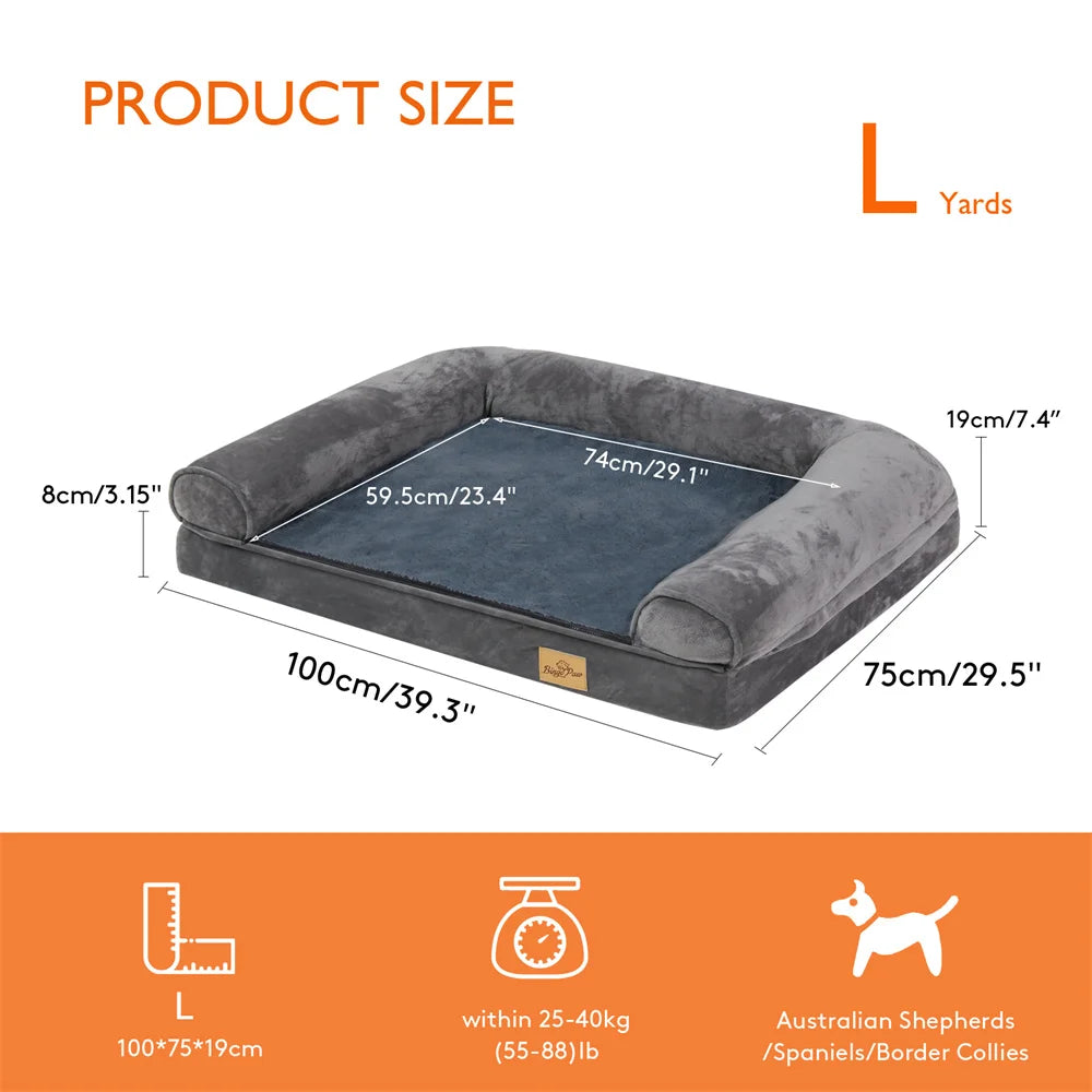 Calming Orthopedic Memory Foam Dog Bed with Waterproof Removable Cover