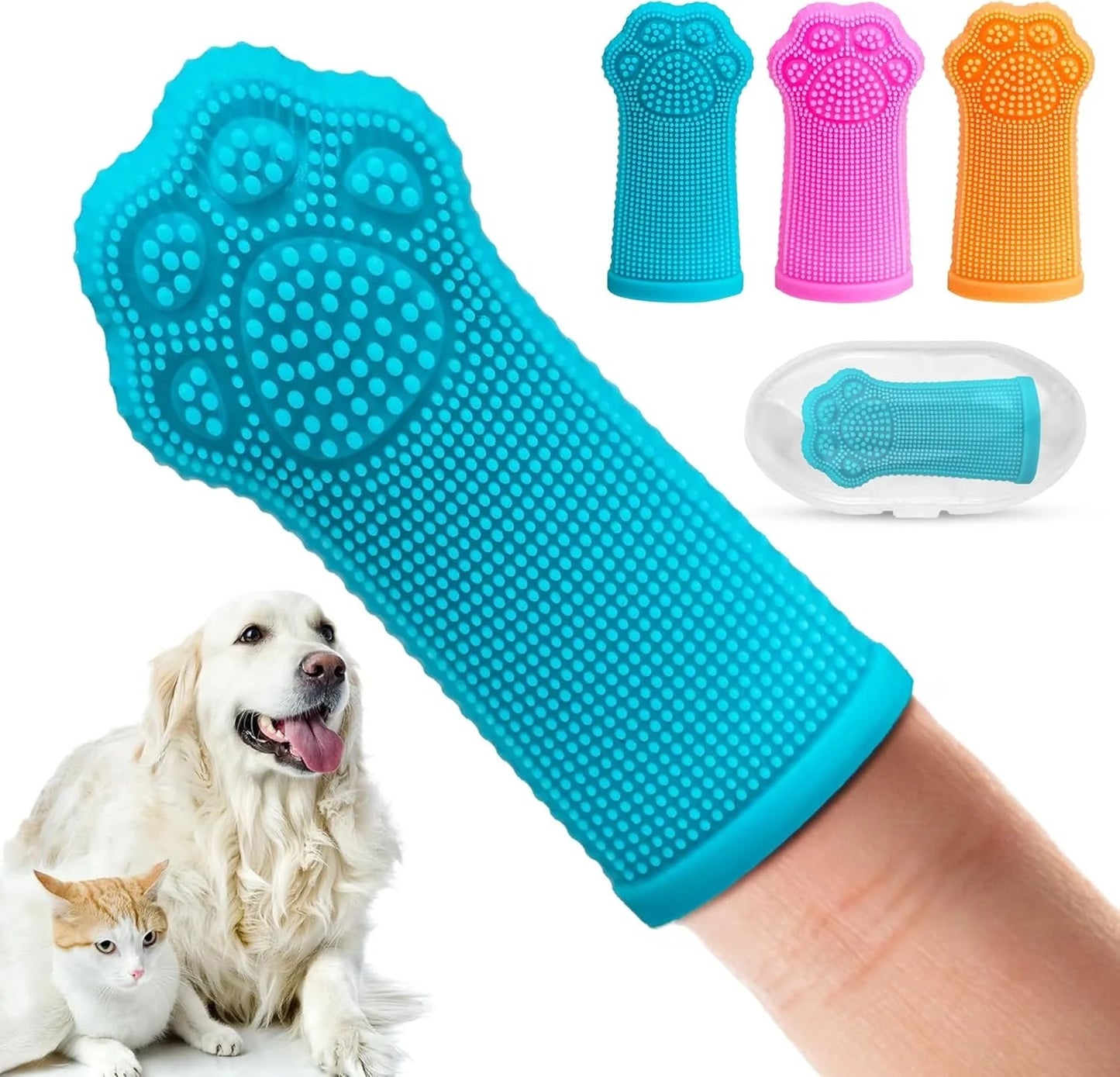 3 Pack Soft Silicone Finger Toothbrush for Dogs, Cats, Puppies