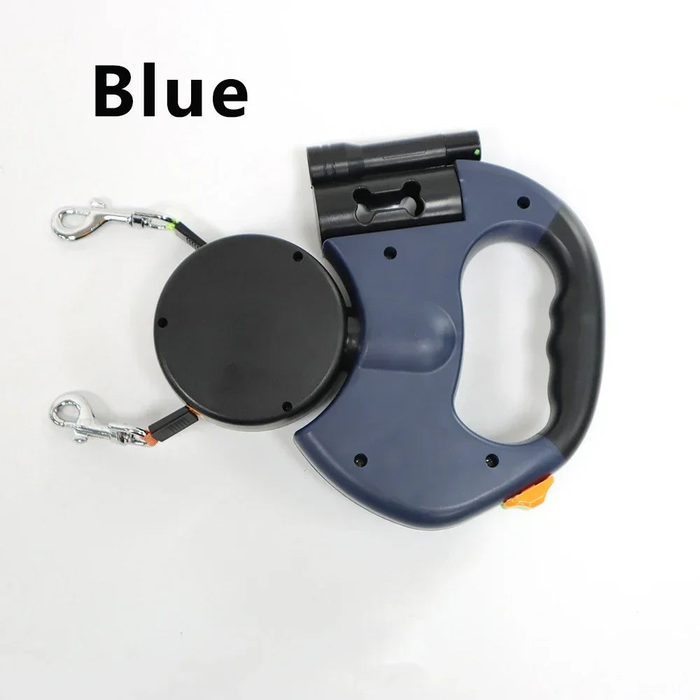 Retractable Dual Dog Leash with LED Light 360 Swivel No Tangle for Each Dog