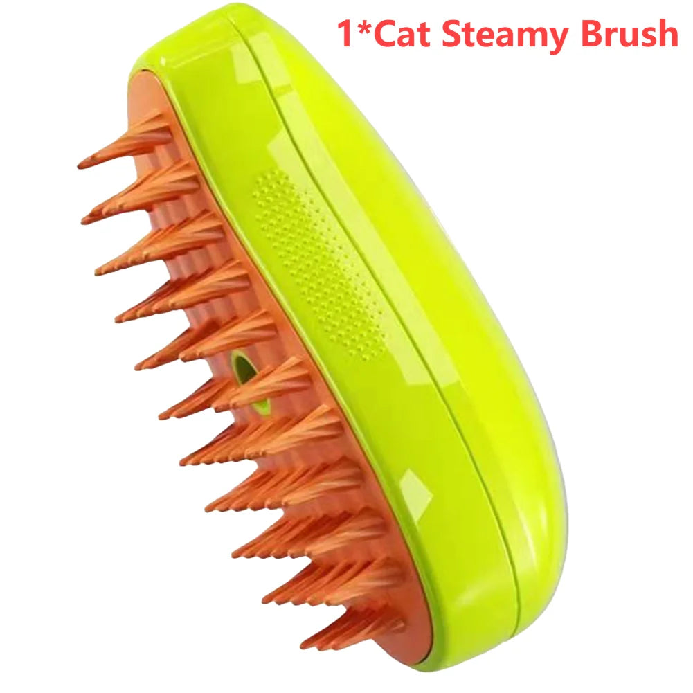 3 In1 Steamy Grooming Dog Brush Self Cleaning