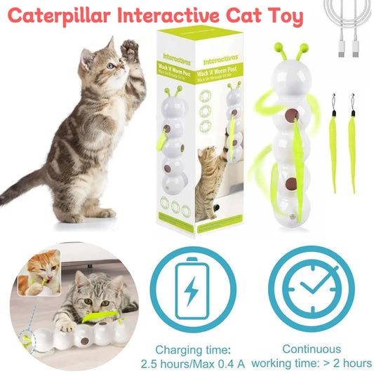 Rechargeable Automatic Motion Activated Caterpillar Teasing Cat Toy