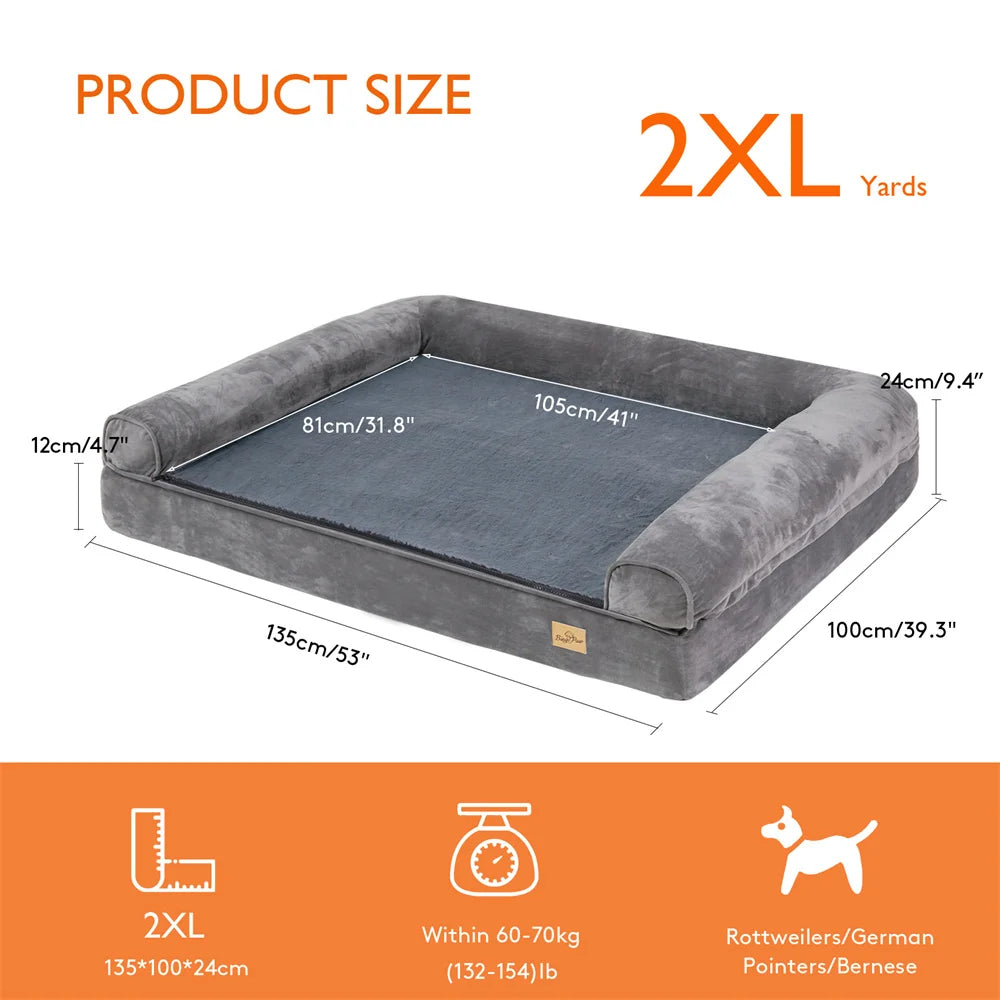 Calming Orthopedic Memory Foam Dog Bed with Waterproof Removable Cover