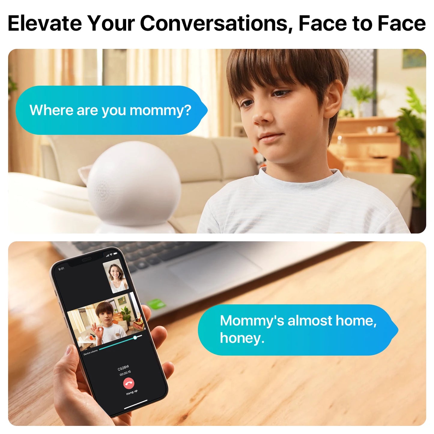 Dual-Lens Indoor Security Camera Two-Way Video