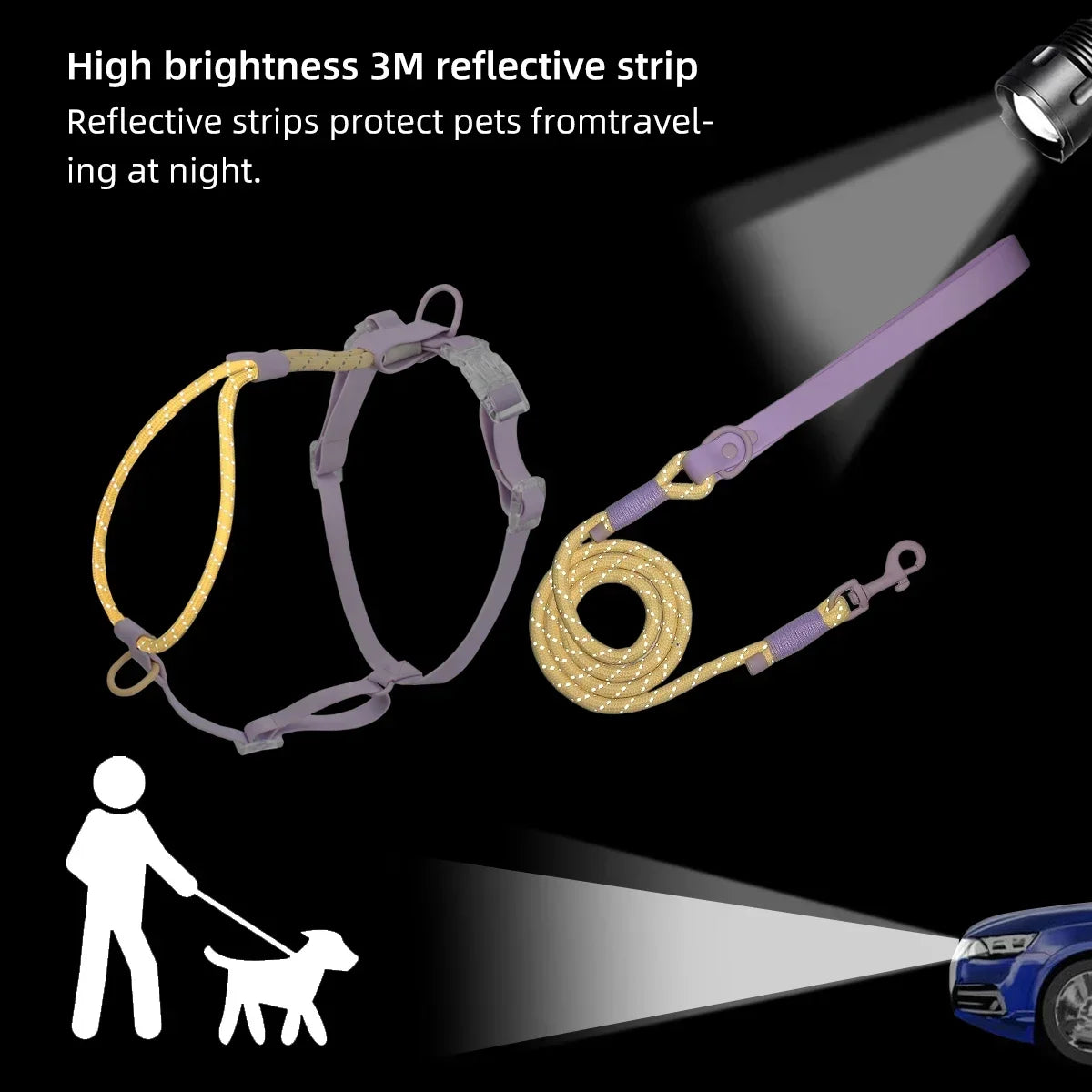No Pull Safety Reflective Nylon Leash and Harness for Small And Medium Dogs