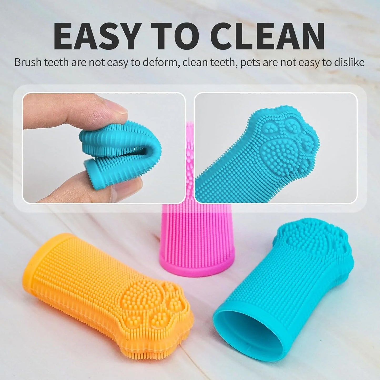 3 Pack Soft Silicone Finger Toothbrush for Dogs, Cats, Puppies