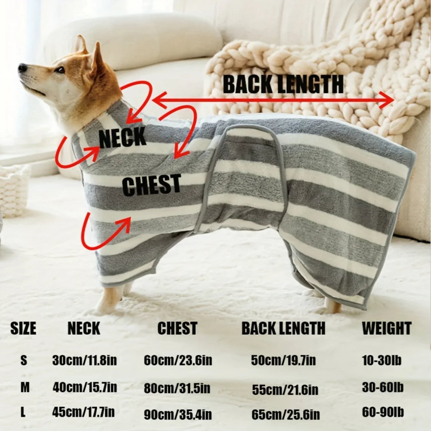 Large Dog Bathrobe - Super Absorbent & Quick-Dry