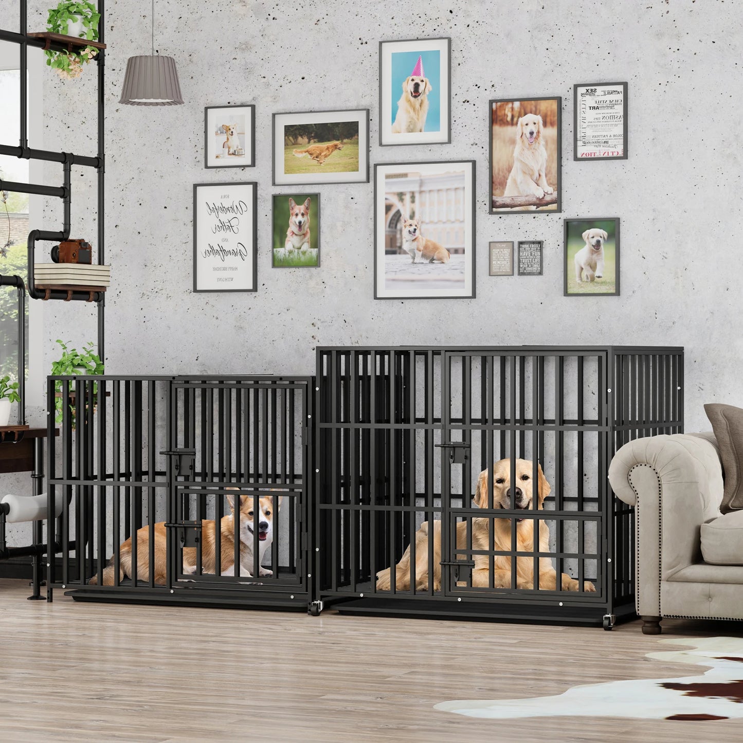 Heavy Duty Dog Kennel with Removable Tray and Steel Lock Latch