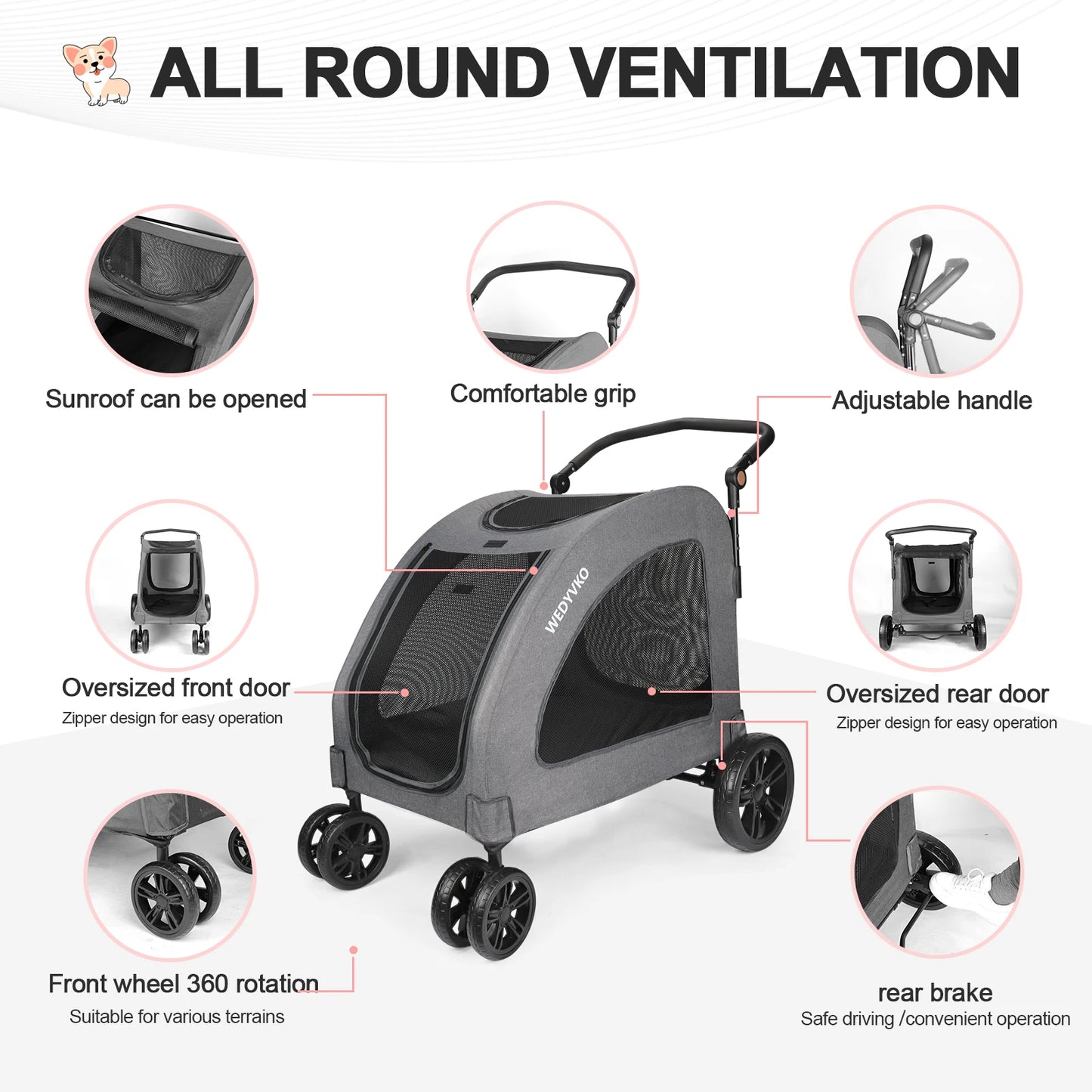 High Quality Portable Pet Stroller for outdoor use