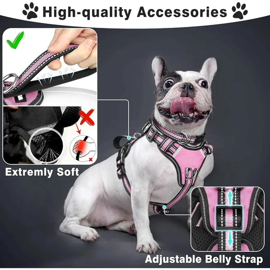 Adjustable Durable Reflective No-Pull Pet Harness for Walking Safety