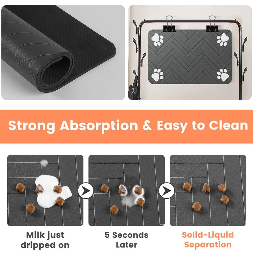 Waterproof Placemat for Food and Water Bowl, with Waterproof Rubber Backing and Quick Dry