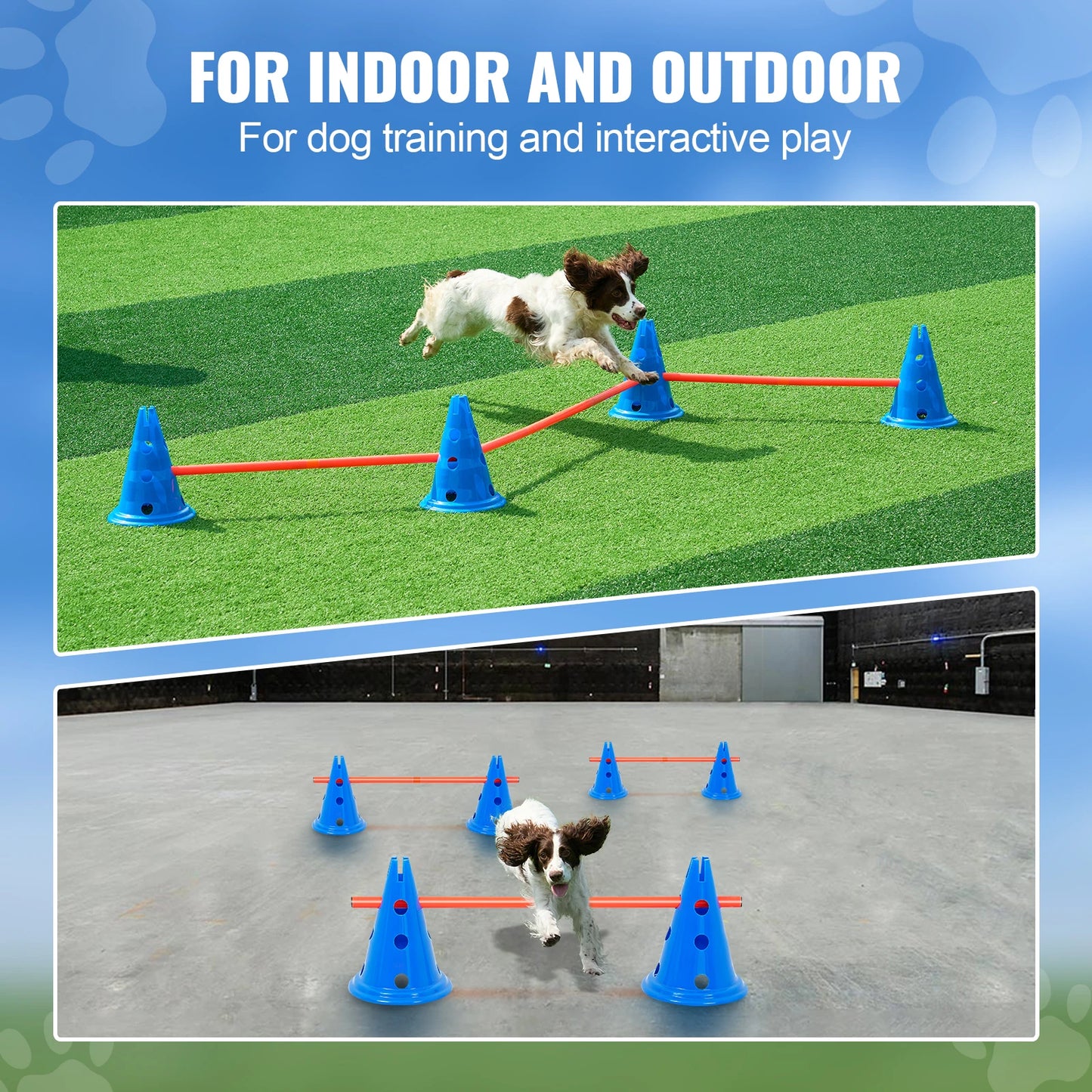 Dog Hurdle Cone Set Training Equipment with Height Adjustable Crossbar