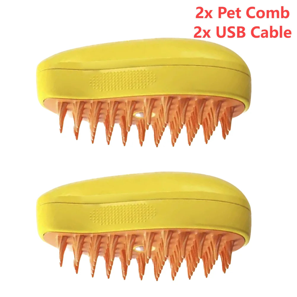 3 In1 Steamy Grooming Dog Brush Self Cleaning