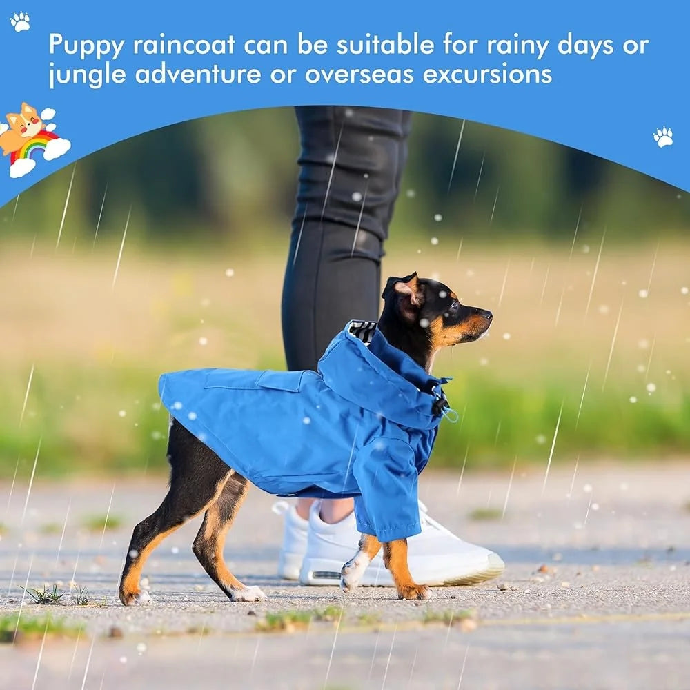 Adjustable Breathable Durable Waterproof Lightweight Dog Raincoat with Hood