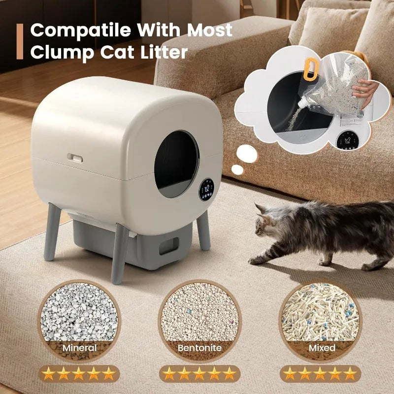 Extra Large Automatic Self Cleaning Odor-Free, App-Controlled Litter Box Disposal