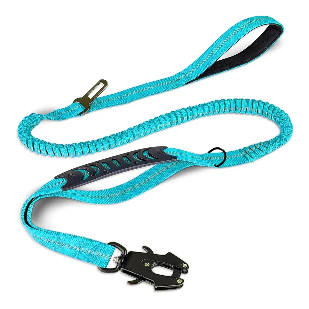 Heavy Duty No Pull Reflective Bungee Dog Leash with Car Seatbelt for Large Dogs