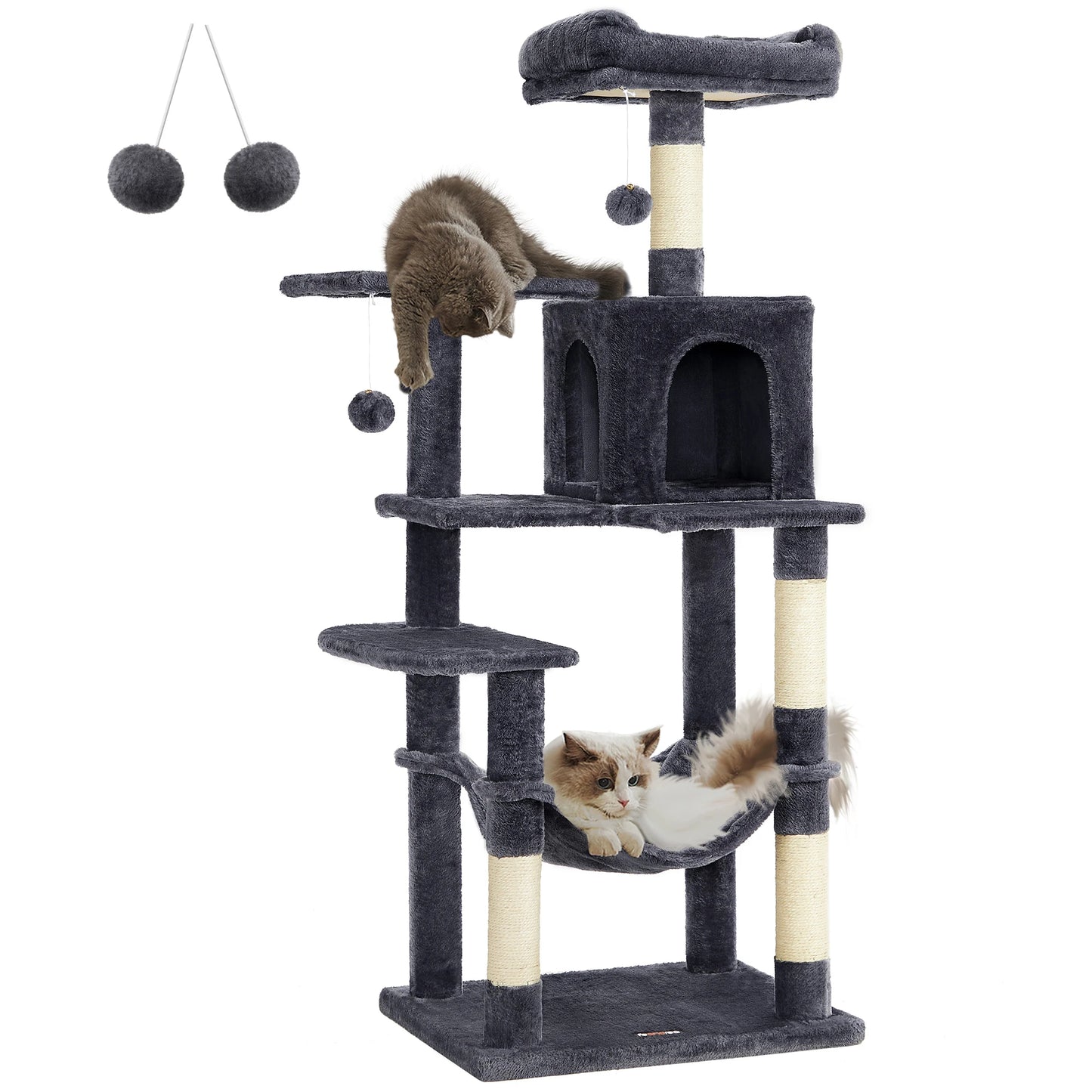 Multi-Level Cat Tower for Indoor Cats with 4 Scratching Posts