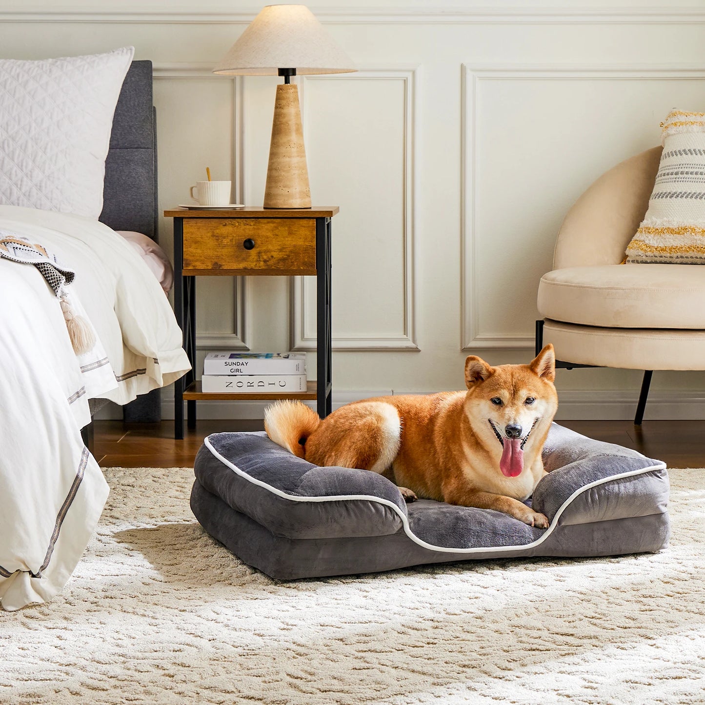 Orthopedic Memory Foam Pet Bed with Washable Removable Cover Non-Slip Base Waterproof Liner