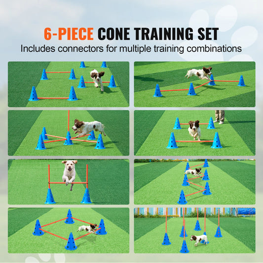 Dog Hurdle Cone Set Training Equipment with Height Adjustable Crossbar