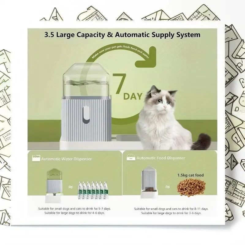 Large Capacity Automatic Dog/ Cat Feeder And Water Dispenser