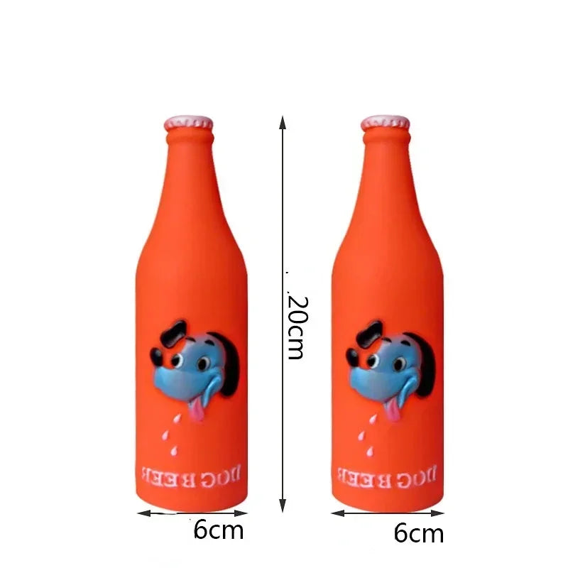 Silicone Squeaky Beer Bottle Dog Toy