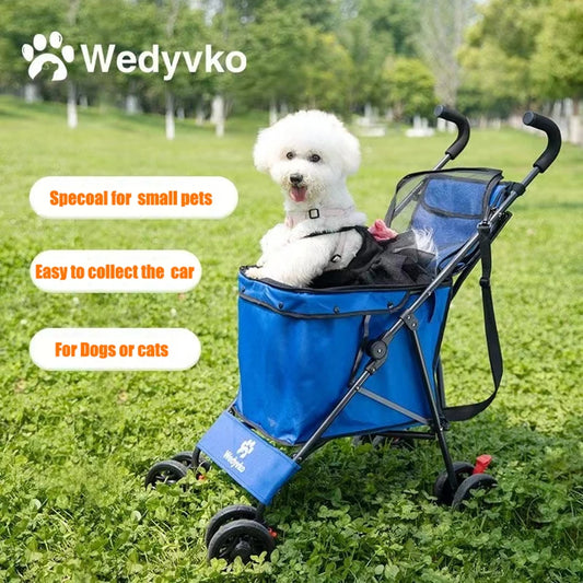 Waterproof Folding Pet Stroller with 4 Wheels