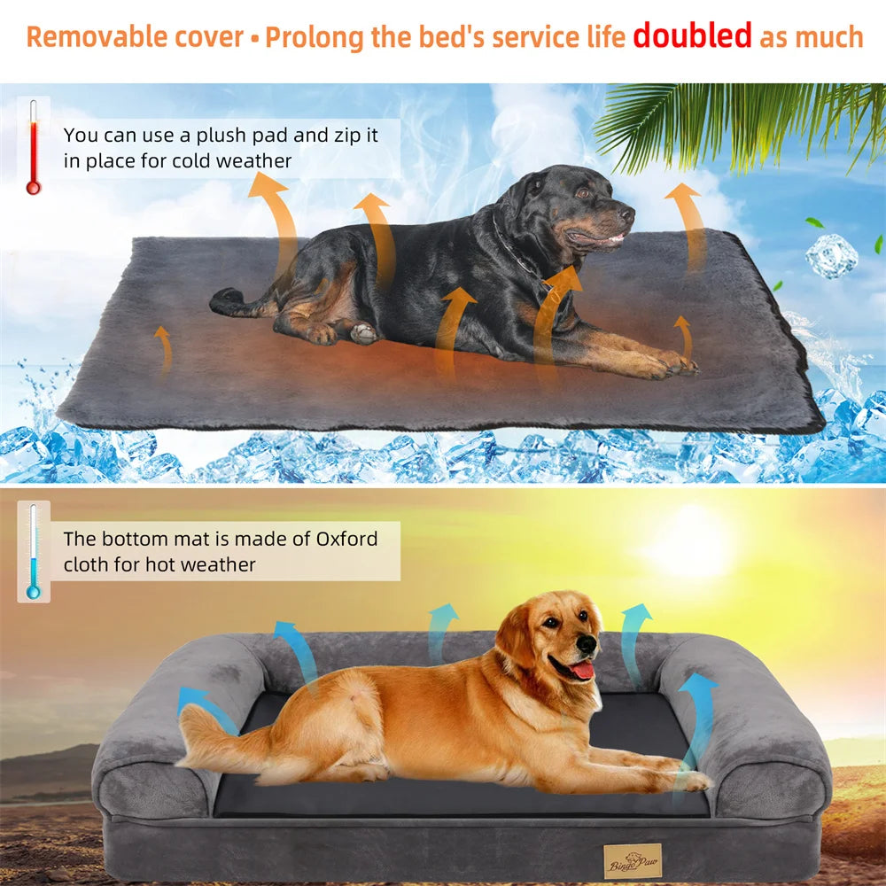Calming Orthopedic Memory Foam Dog Bed with Waterproof Removable Cover