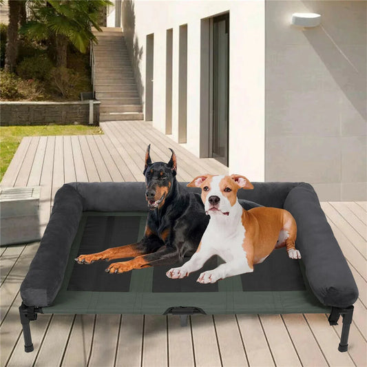 Outdoor Raised Dog Bed with Cooling Breathable Mat