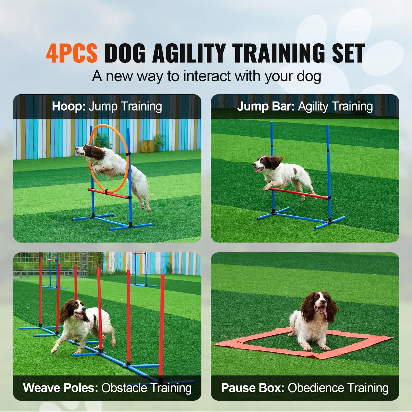 4 PCS Training Equipment Set with Adjustable High Hurdles