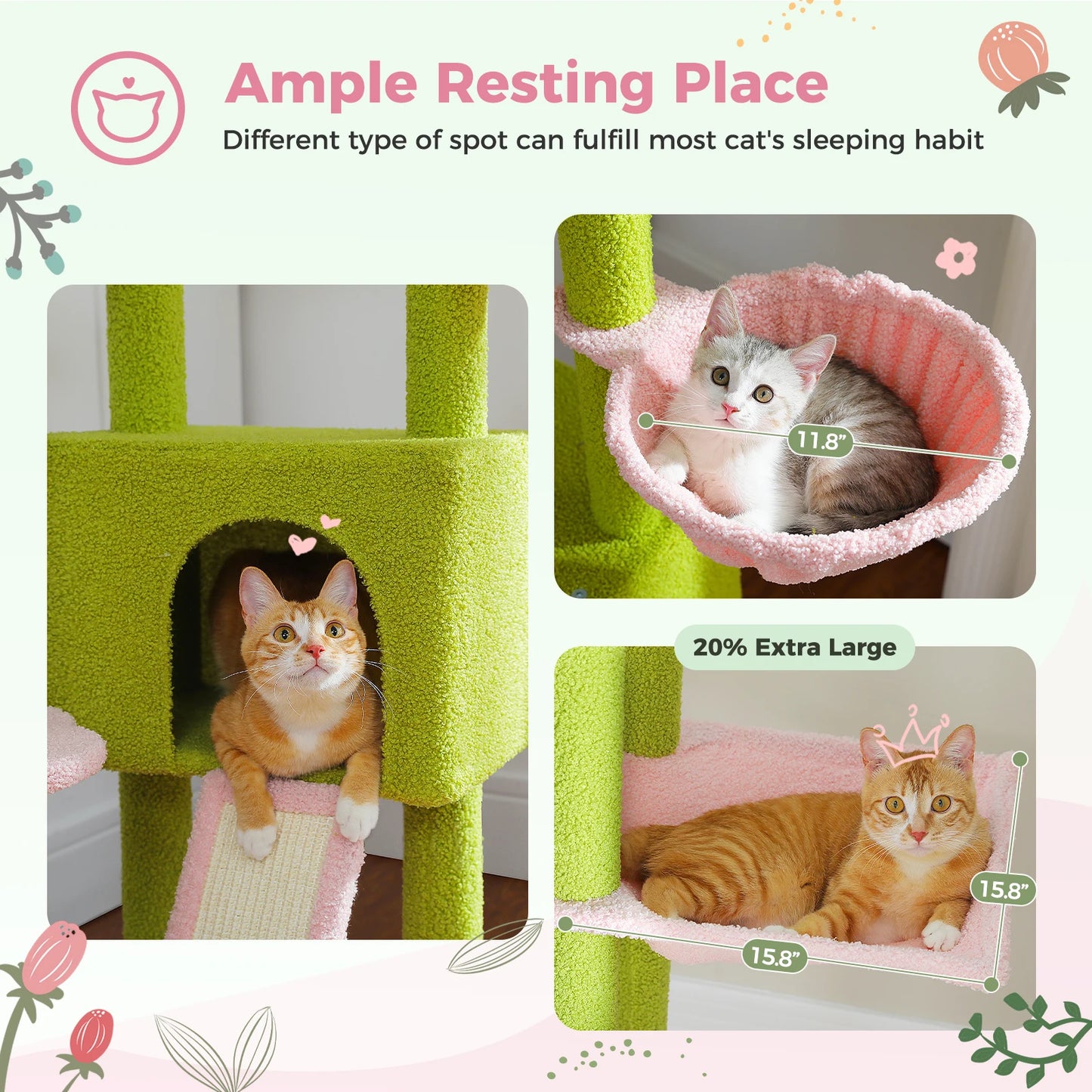 Adjustable Cat Tree and Scratching Post