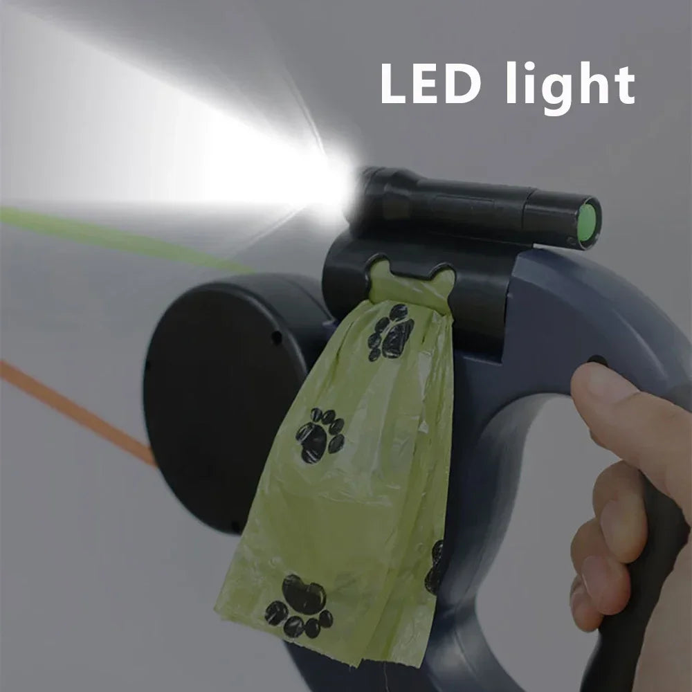 Retractable Dual Dog Leash with LED Light 360 Swivel No Tangle for Each Dog